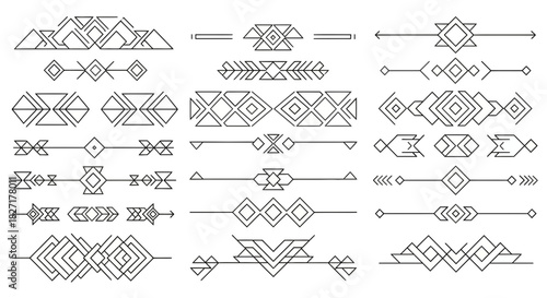 Elegant geometric dividers and ornaments add modern sophistication to designs, perfect for professional layouts and creative projects.