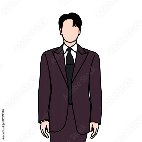 Vector illustration of a very fashionable office man wearing a reddish-brown suit. The painting is inspired by a scene from a popular Korean drama.