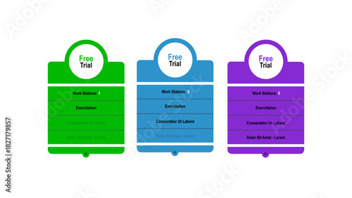 Three Pricing Tables Account Subscription Plans Stock Vector