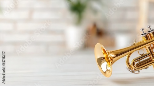 Wallpaper Mural Shiny trumpet gleaming beautifully on a bright white background Torontodigital.ca