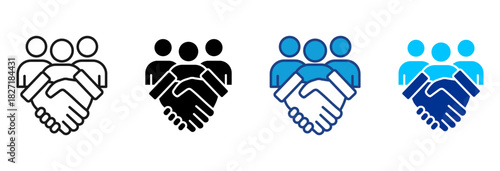 Team Celebration Icon Set Multiple Style Vector Illustration