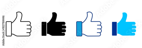 Thumbs Up Icon Set Multiple Style Vector Illustration