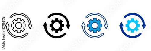 Continuous Icon Set Multiple Style Vector Illustration