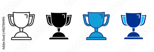 Trophy Icon Set Multiple Style Vector Illustration