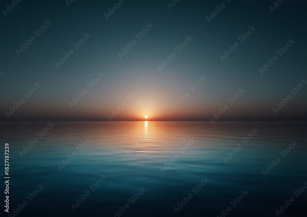 Obraz premium Sunset over calm ocean waters