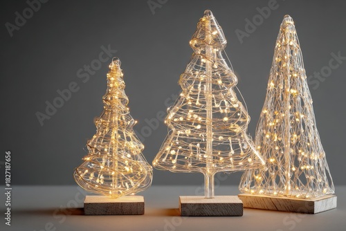 Wallpaper Mural Elegant Glass Christmas Trees with Warm LED Lights for Holiday Decor Torontodigital.ca