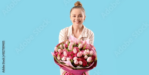 Female florist with bouquet...