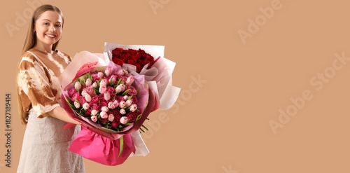 Female florist with bouquet...