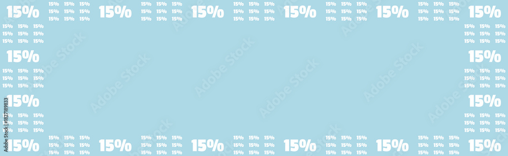 Obraz premium Modern Light Blue Background with White 15 Percent Text Pattern Border for Sale and Discount Promotions