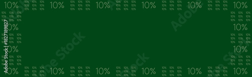 10% Discount Promotion Sale Offer Border Frame on Dark Green Background with Copy Space for Advertising