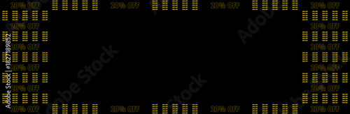 Modern Black Background with Golden 20% OFF Text and Decorative Patterned Frame for Seasonal Sales and Discount Advertisements