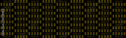 Repeating 30% OFF text pattern with golden rectangular elements on a black background, ideal for sales and discount promotions