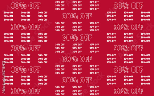 30 Percent Off Sale Discount Promotion on Red Background for Retail Businesses