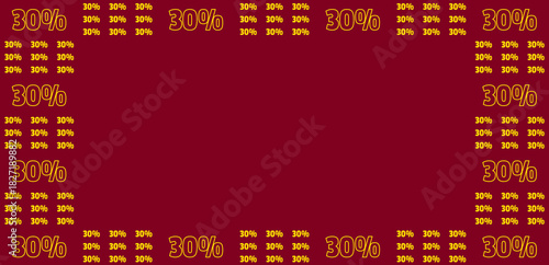 Vibrant 30 Percent Discount Sale Promotion Frame on Red Background for Marketing and Advertising Campaigns