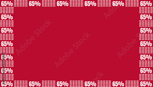65% Discount Sale Promotion Border on Red Background for Marketing and Advertising Campaigns