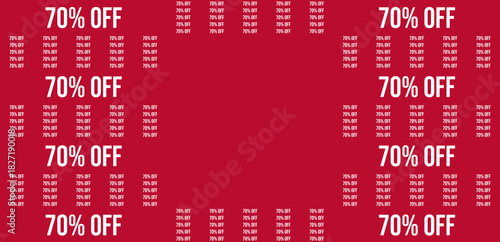 Bold 70% OFF Sale Promotion Banner on Red Background for Retail Marketing and Discount Offers