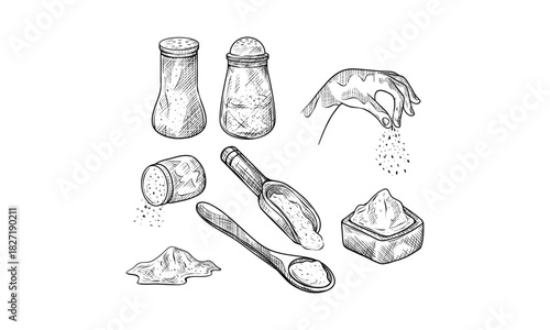 Hand Sprinkling Salt From A Shaker Over A Pile Of Salt