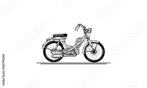 Hand-Drawn Sketch of a Vintage Motorcycle