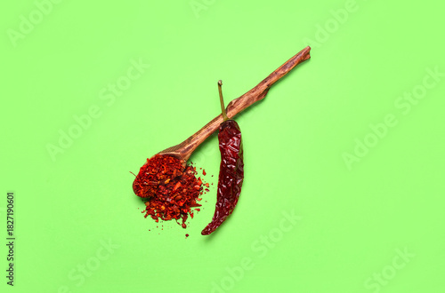 Dried red chili pepper and ...