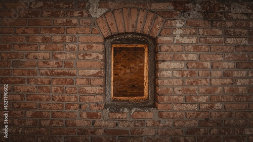 Wallpaper Mural Brick wall with a small, arched window or opening in the center. Torontodigital.ca
