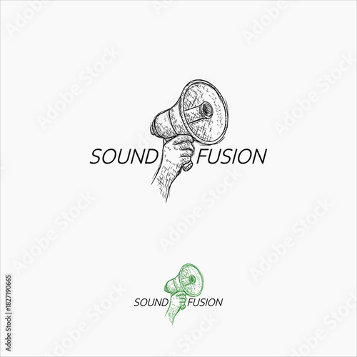 Vintage Megaphone logo design. Hand speaker portable logo