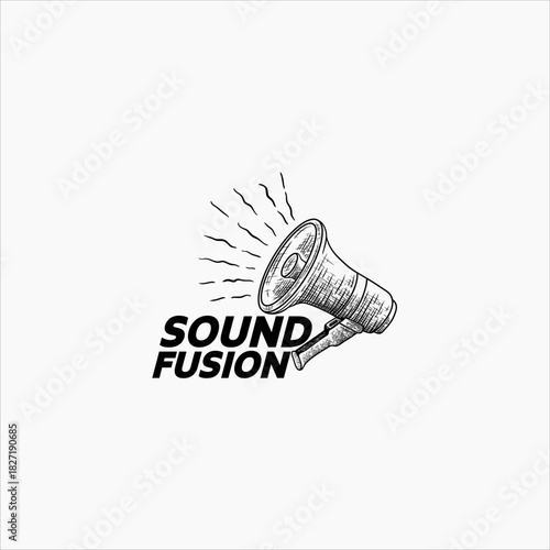 Vintage Megaphone logo design. Hand speaker portable logo