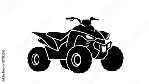 Vector illustration of black silhouette icon of an allterrain vehicle or quad bike isolated on transparent background