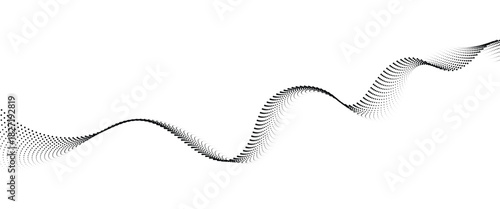 Flowing Dot Wave halftone gradient pattern on transparent background	