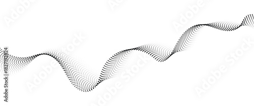 Flowing Dot Wave halftone gradient pattern on transparent background	