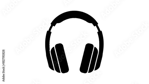 Vector illustration of black silhouette icon of overear headphone isolated on transparent background for music and audio concept