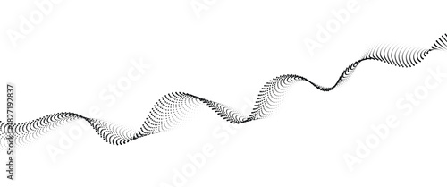 Flowing Dot Wave halftone gradient pattern on transparent background	