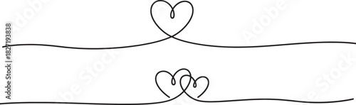 Heart line divider featuring elegant continuous strokes forming romantic looping hearts decorative minimalist love ornament concept of romance affection simplicity