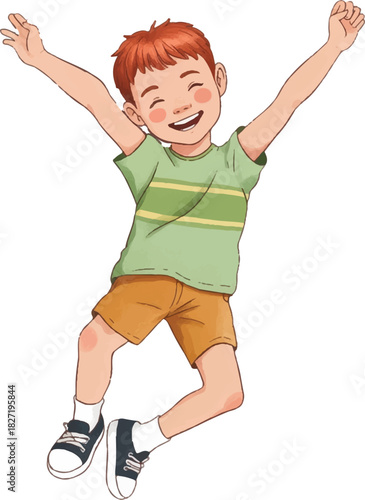 boy jumping on a white background