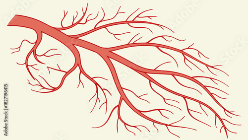 Illustration of a human artery and its branching pathways