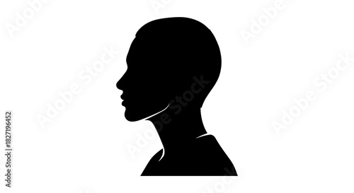 Silhouette profile of a person's head and shoulders, showcasing a minimalist design with a clear outline