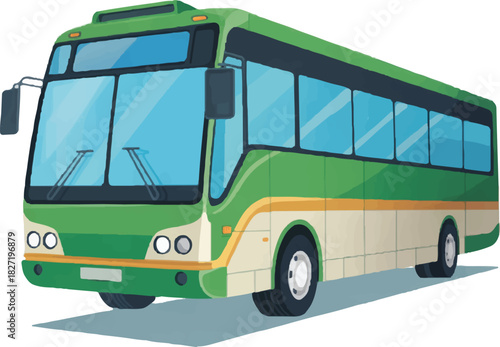 green bus isolated on white