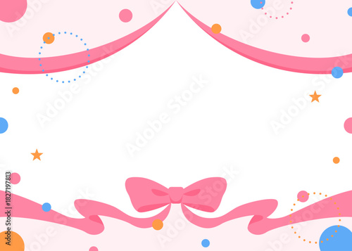 リボンのデコレーションフレーム、円形オブジェクト、ポップなデザイン