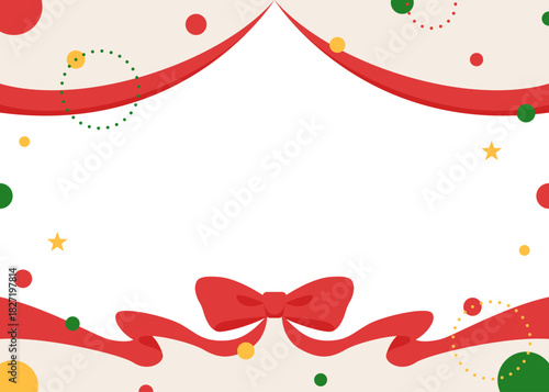 リボンのデコレーションフレーム、円形オブジェクト、ポップなデザイン