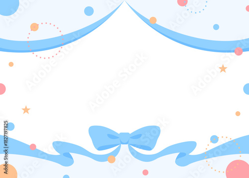 リボンのデコレーションフレーム、円形オブジェクト、ポップなデザイン