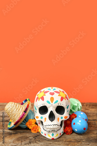 Painted human skull for Mex...