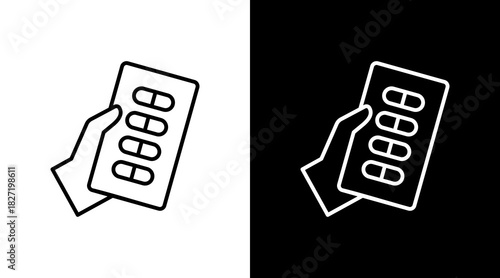 Pills White Icon Set Design