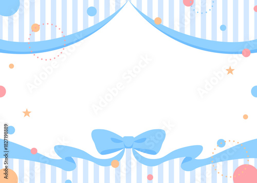 リボンのデコレーションフレーム、円形オブジェクト、ポップなデザイン