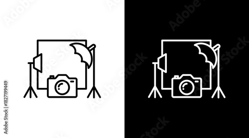 Photography Studio White Icon Set Design
