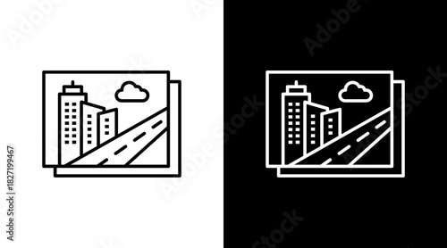 Street Photography White Icon Set Design