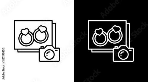 Wedding Photography White Icon Set Design