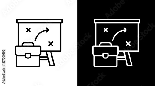 Business Strategy White Icon Set Design