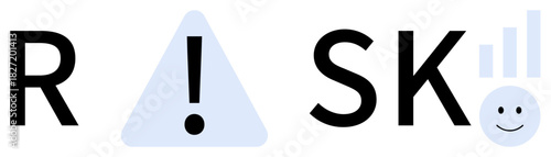 Risk concept. Risk with an exclamation mark and growth symbol highlighting business assessment. Risk management for finance, business analysis, insurance, investment