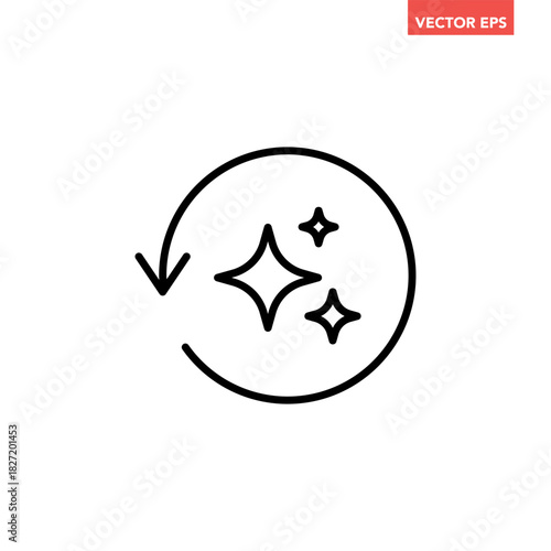 Single round regenerate line icon, simple artificial intelligence prompt cycle flat design vector pictogram, infographic interface elements for app logo web button ui isolated on white background