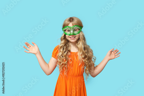 Funny little girl wearing c...
