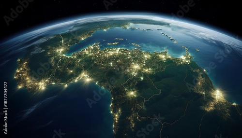nighttime satellite image of venezuela a glimpse of south america s northern coastline